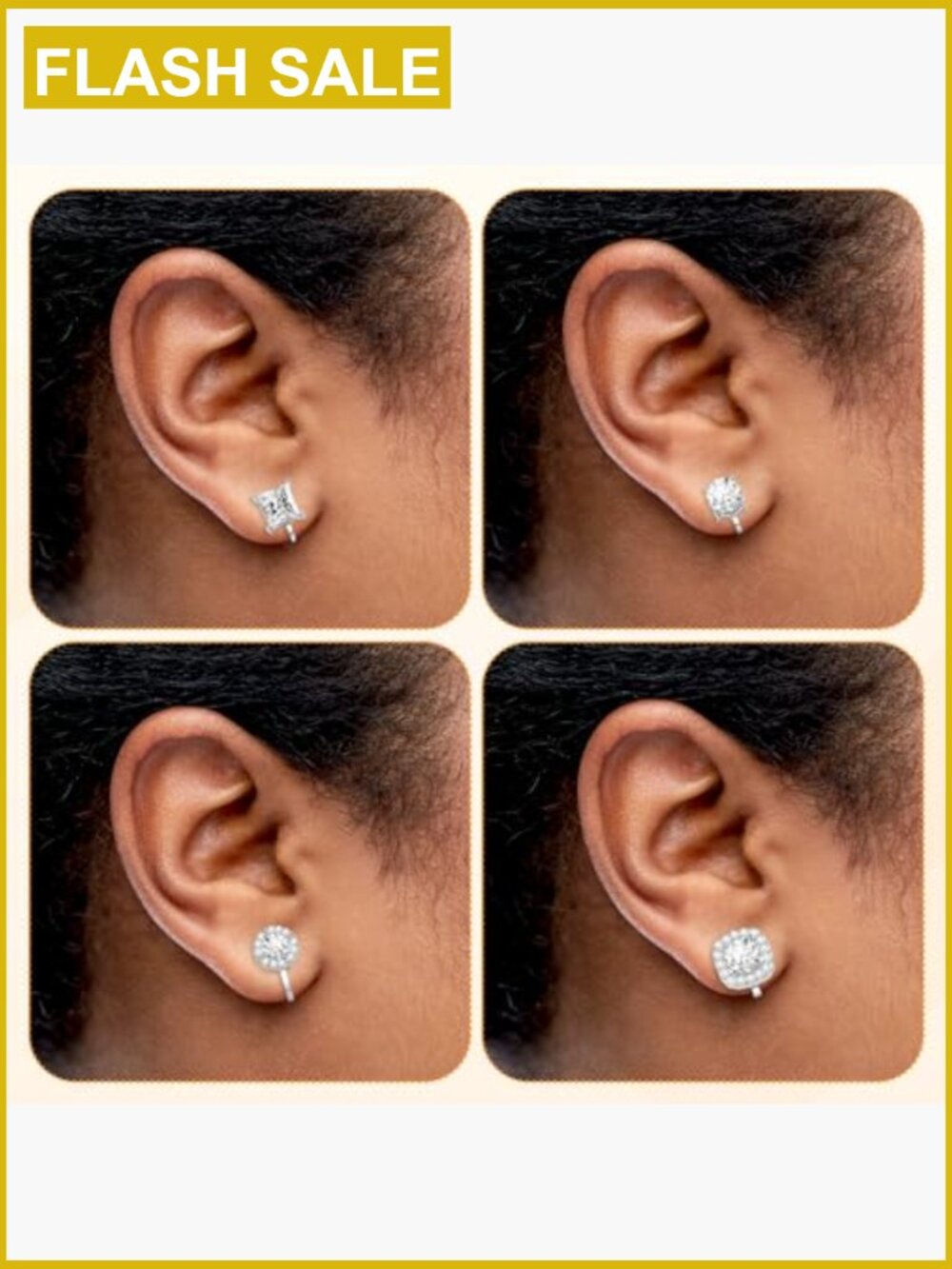 Clip On Earrings for Women Dance Non Pierced Cubic Zirconia Hypoallergenic 4 - Picture 4 of 7